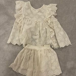 LoveShackFancy skirt set size 2/3 ivory little girls